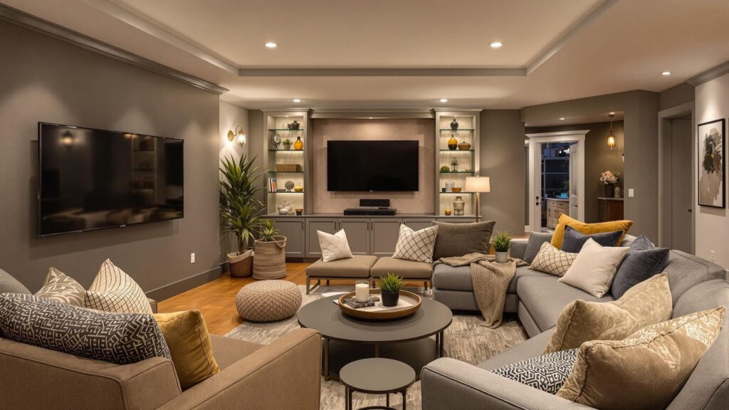 finished basement by top rated remodeling contractors in Mission, Kansas